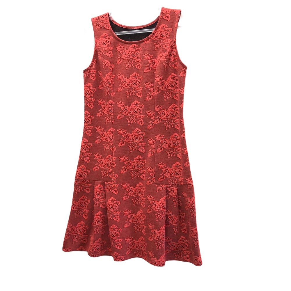 Target Crew Neck Sleeveless Floral Print Shift Dress Women's Size S Orange